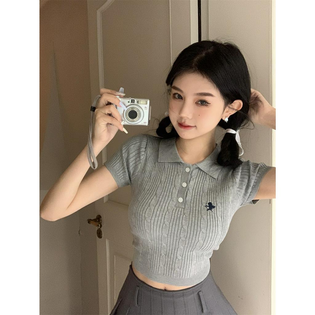 ZHELIHANGFEI Áo Thun polo Ngắn Tay Ôm Dáng Thời Trang Dành Cho Nữ