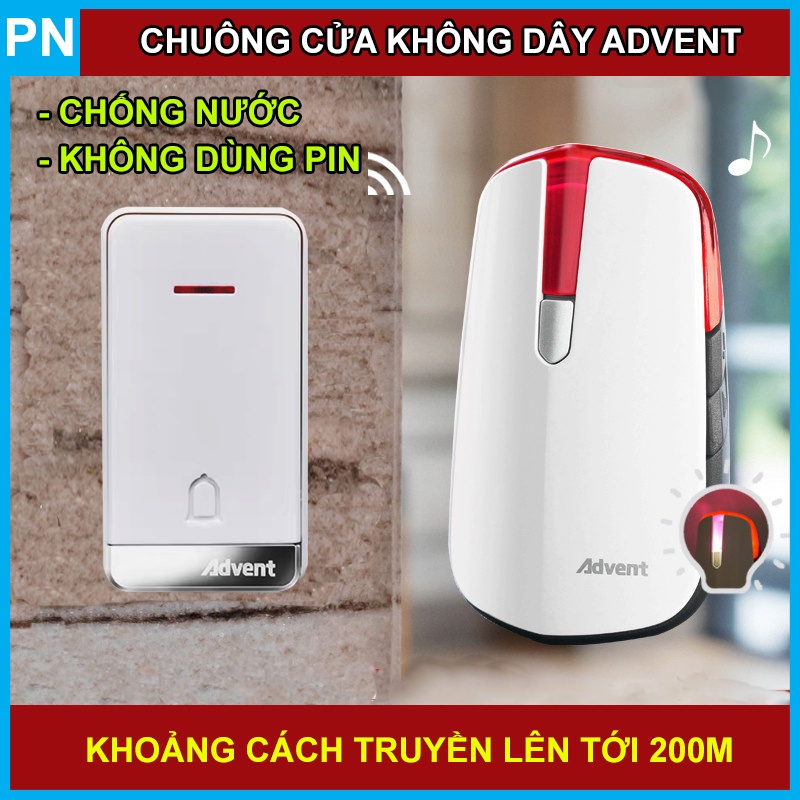 Chuông Cửa Không Dây Chống Nước, Không Dùng PIN Advent P710 (Phiên bản nâng cấp)