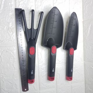 Bộ 3 dụng cụ làm vườn dài 28cm cỡ trung bình dùng cho gia đình, làm nông nghiệp, tay cầm trợ lực chắc chắn