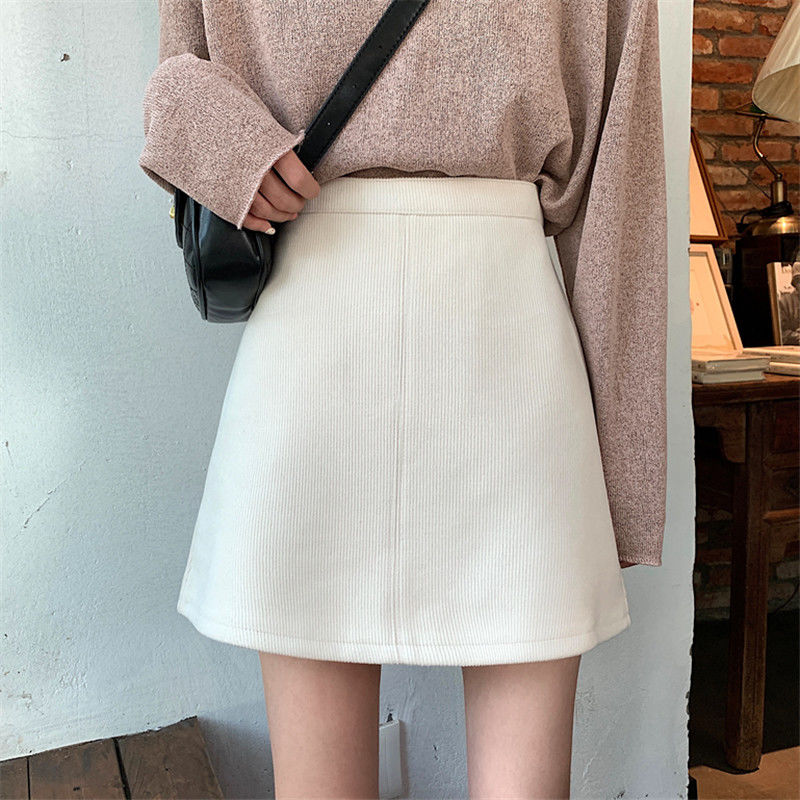 Chân Váy Dạ Corduroy Skirt Women's New Skirt Loose Temperament Short Skirt High Waist A-line Skirt | BigBuy360 - bigbuy360.vn