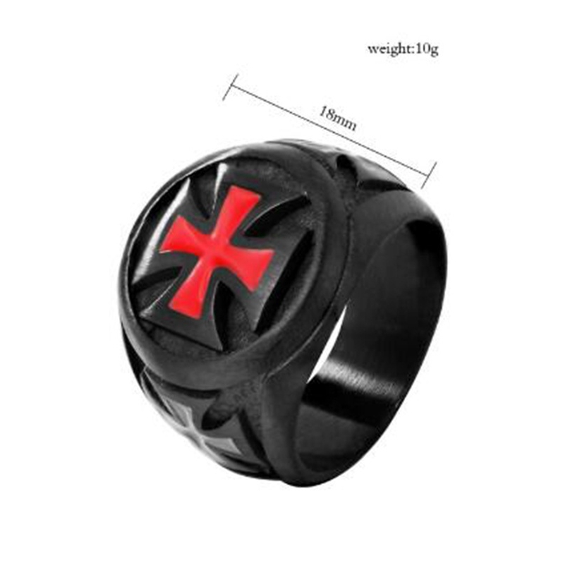 Black Cross Knight Templar Men Inox Crusade Nhẫn cưới Trang sức