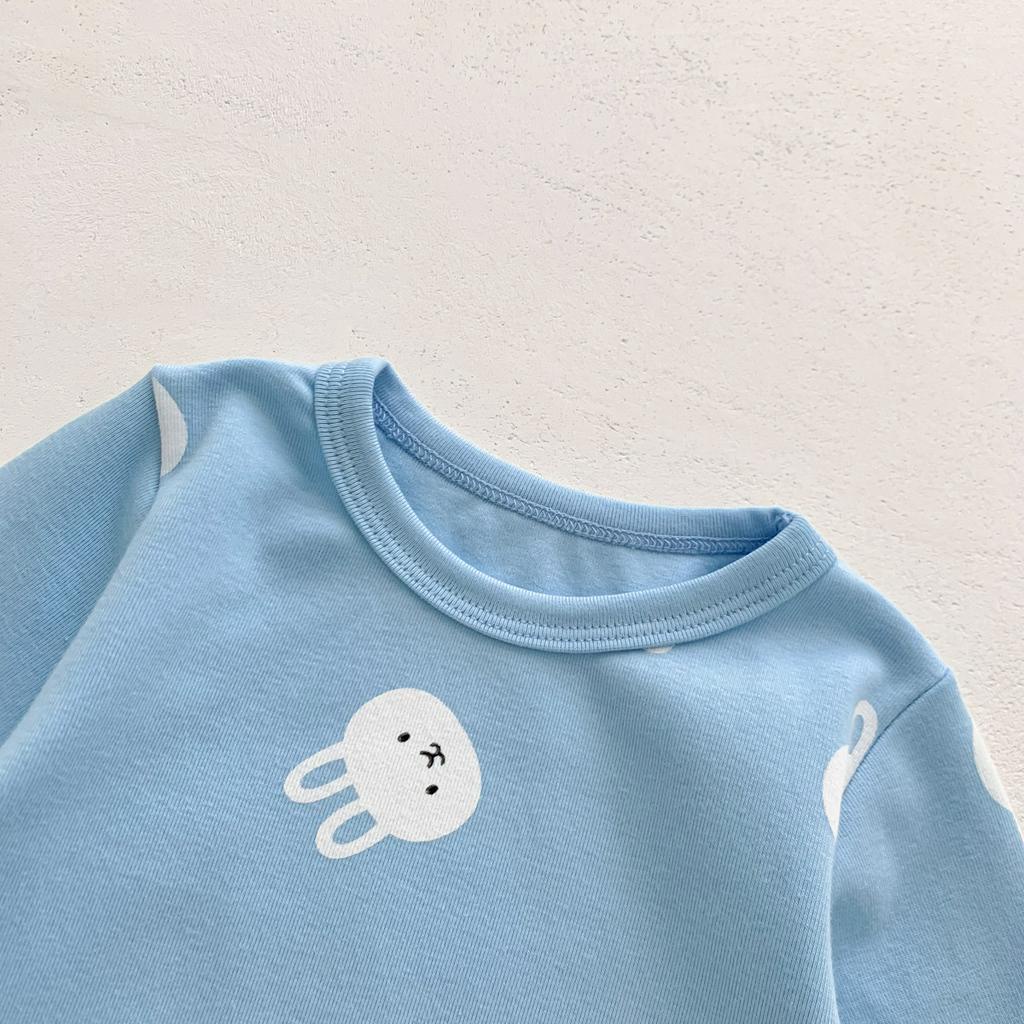 Bộ Áo Liền Quần Tay Dài In Hình Thỏ Dễ Thương Kèm Mũ Thời Trang Mùa Xuân Cho Bé Sơ