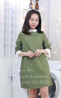Đầm suông cổ sen 