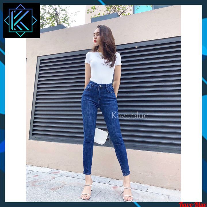 [Mã AFF11MALL30K giảm 30K đơn 100K] Quần Jean Nữ Lưng Cao Dáng Skinny KAVO BLUE M52-12 | BigBuy360 - bigbuy360.vn