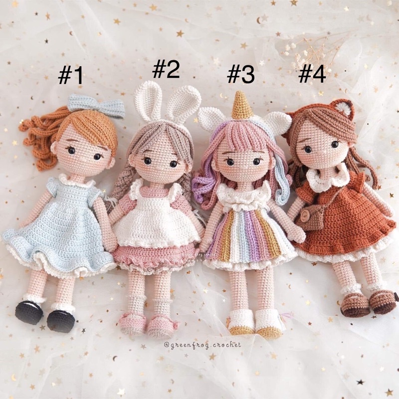 Búp Bê Len Đáng Yêu Cho Bé Gái - Thú Bông Len Handmade Đan Móc Bằng Thủ Công Bằng Tay