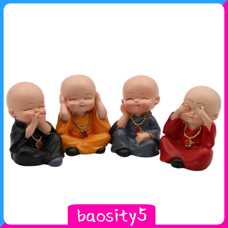 Set 5 / 4 Tượng Chú Tiểu Kung Fu Mini Trang Trí Bàn Làm Việc