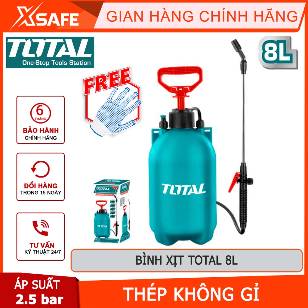 Bình Phun Xịt Thuốc Khử Khuẩn TOTAL THSPP3081 | Bình xịt 8l Dung tích bình xịt: 8L, Áp suất: 2.5 bar