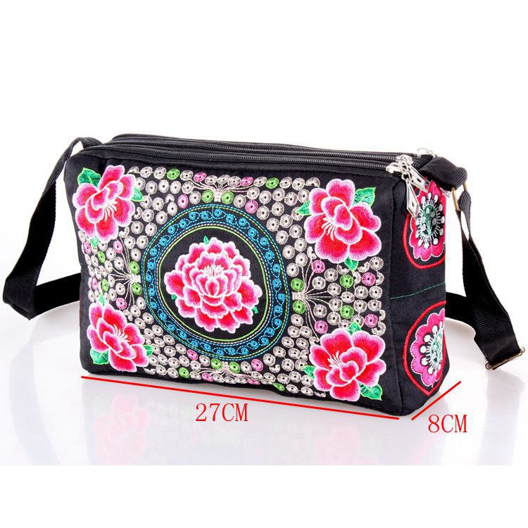 Túi đeo chéo thời trang vải thêu hoa  hình hộp chữ nhật - T03.TDC.51.8