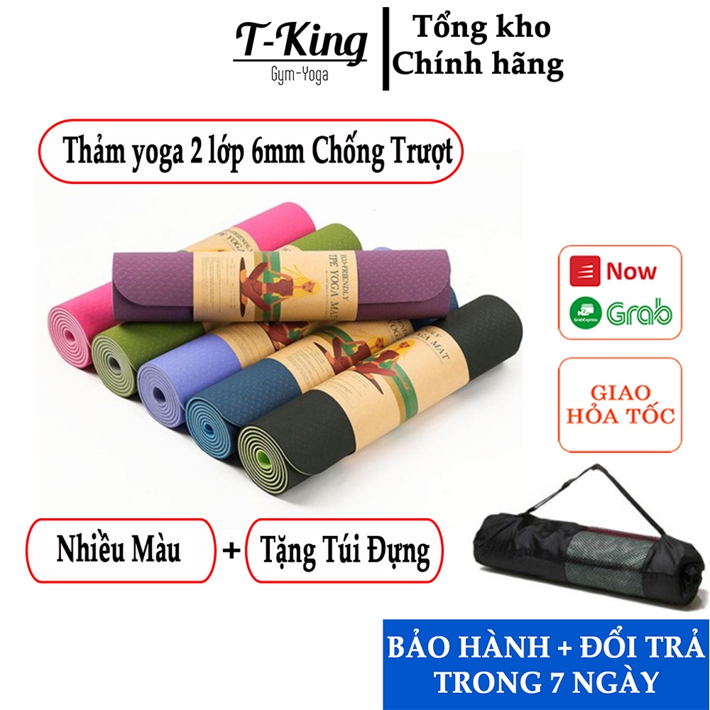 Thảm Tập Yoga, Tập Gym, Fitness Chất Liệu TPE 2 Lớp , Bám và Chống Trơn cực tốt