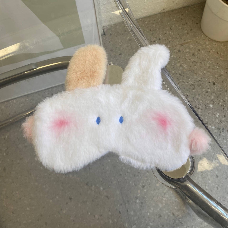 Miếng Bịt Mắt Ngủ Bằng Lông Nhung Hình Tai Thỏ Dễ Thương Cho Nữ