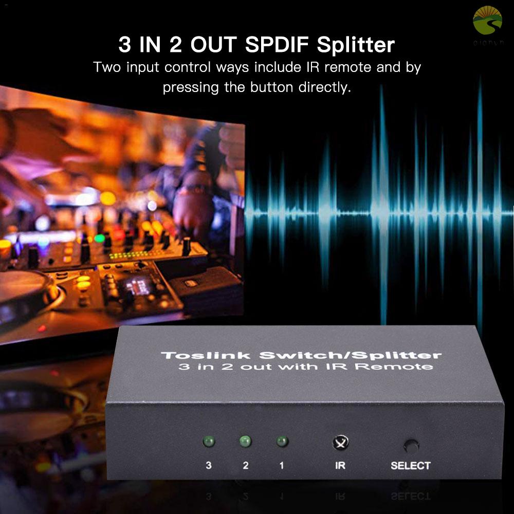 Bộ chia cáp quang NK-T32 3 trong 2 ra 3 cổng ra SPDIF/TOSLINK 3x2 kèm điều khiển từ xa IR