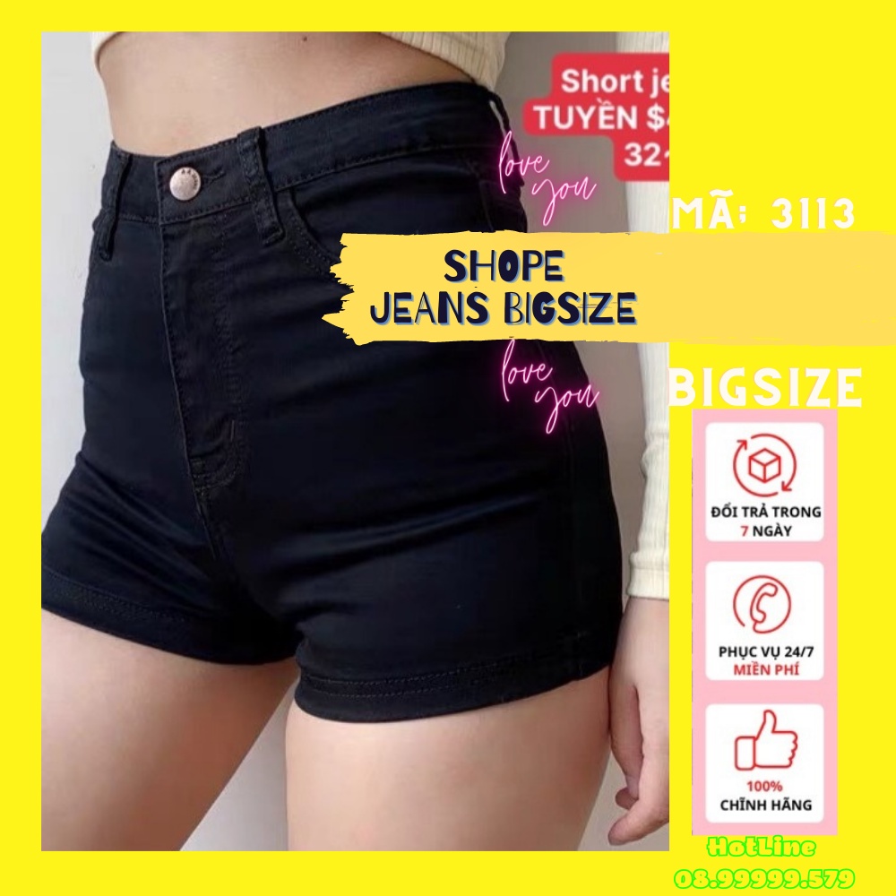 [Size 32-36] Quần Đùi Jeans Nữ Bigsize, Lưng Cao Trên Rốn, Co Giãn Mạnh