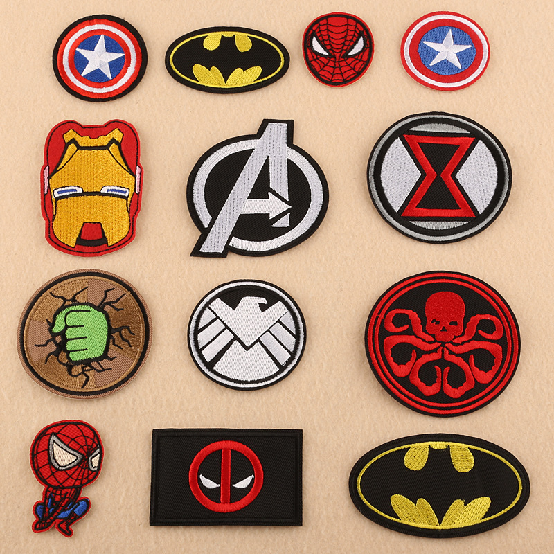 Miếng Vá Thêu Họa Tiết Hoạt Hình Marvel DC Iron Man Spiderman Batman Hydra Hulk Hulk Trang Trí Quần Áo Cho Túi Xách