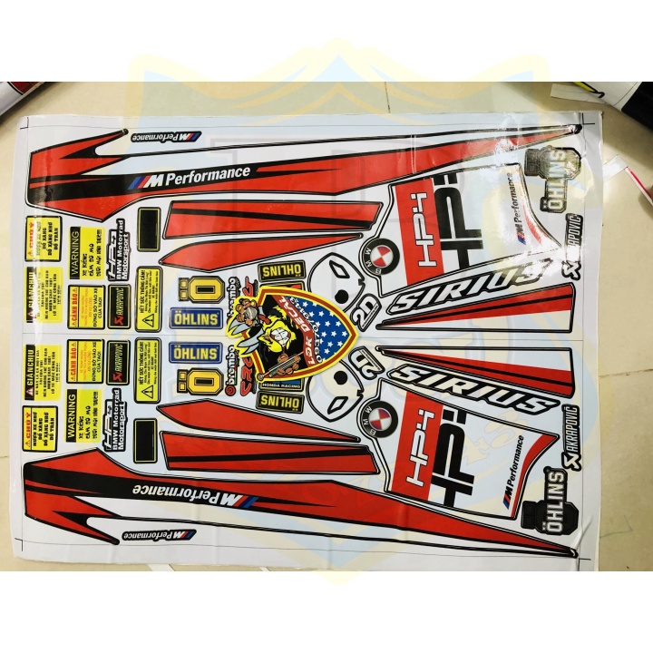 ( Quí khách vui lòng mang ra tiệm cho thợ dán ) Tem SIRIUS HP4 ĐỎ ĐEN