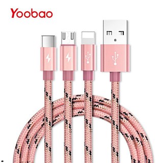 Dây cáp sạc yoobao yb-453, 3 trong 1 bọc dù dài 1.2m
