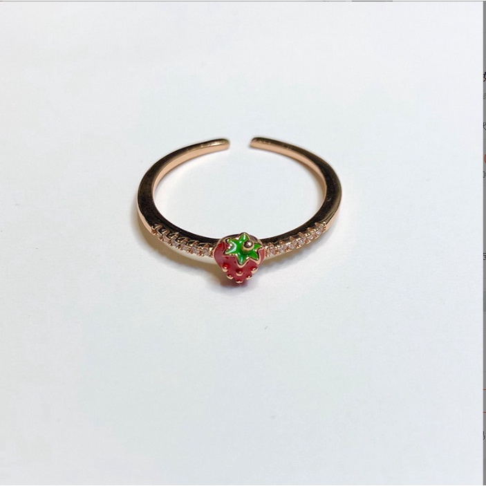 Nhẫn nữ đính đá hình quả cherry và dâu tây siêu xinh BAG U NHANCHERRY14