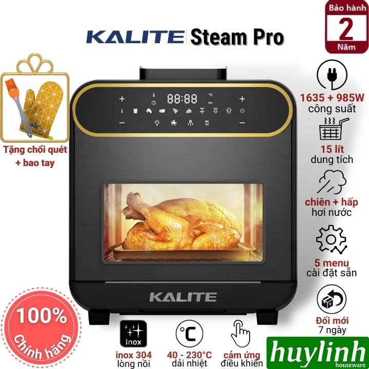 [Mã ELHAMS5 giảm 6% đơn 300K] Nồi chiên không dầu hấp hơi nước Kalite Steam PRO - 15 lít