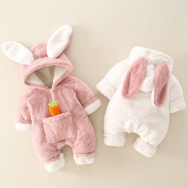 Bộ liền thân cho bé , body tai thỏ lông cừu cao cấp trẻ sơ sinh