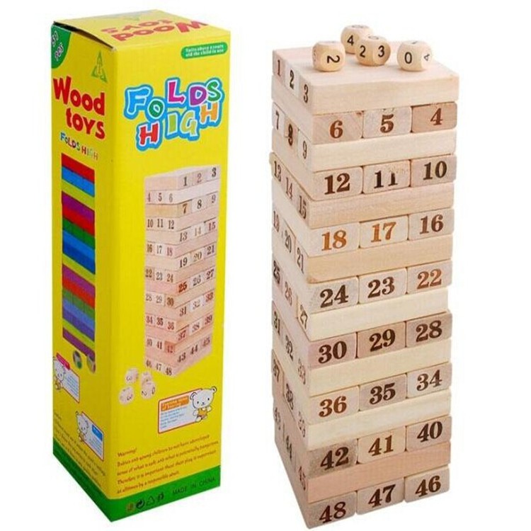 Bộ Rút Gỗ 48 Thanh Gỗ Size To Không Sơn An Toàn Cho Trẻ
