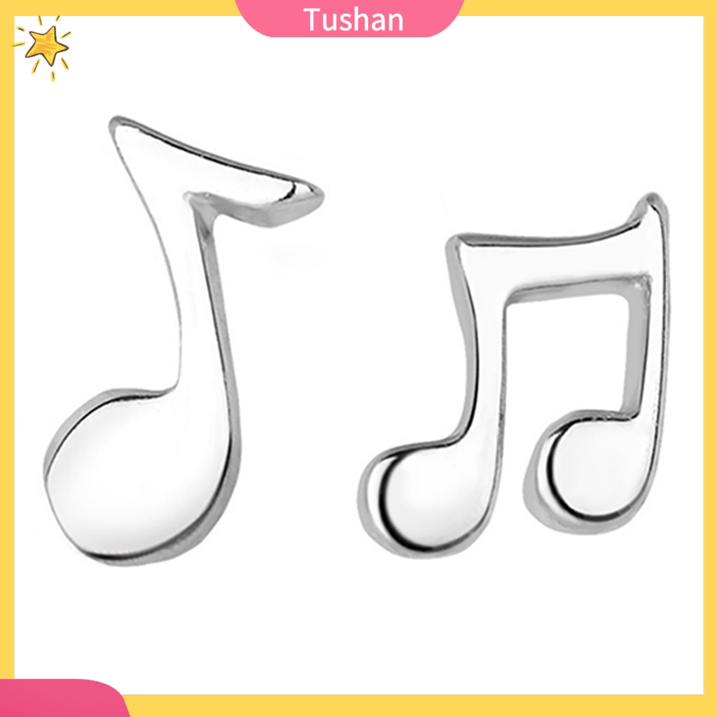 Khuyên tai nữ mạ bạc hình nốt nhạc xinh xắn