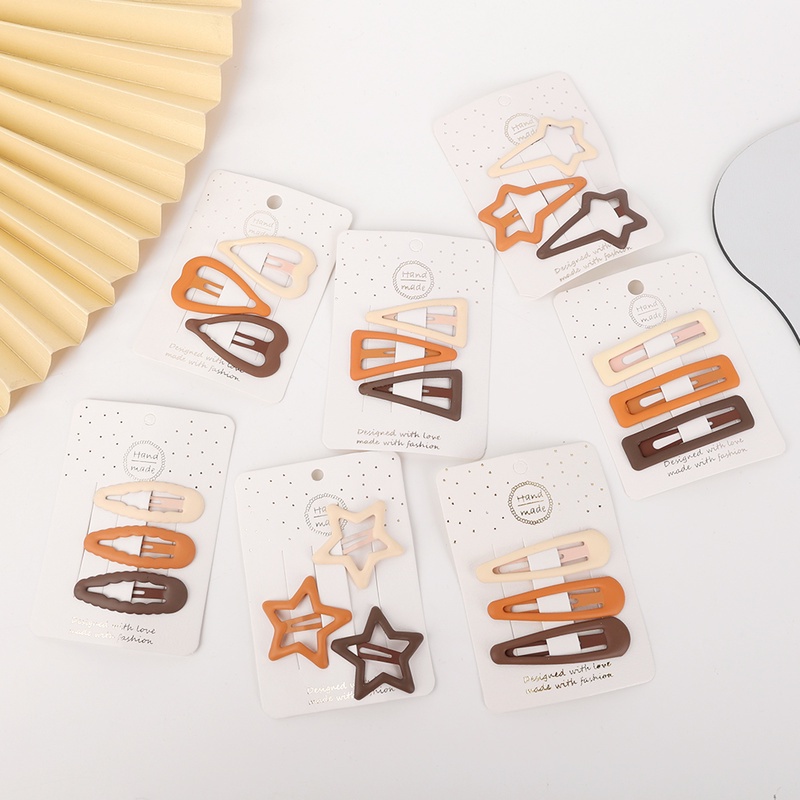Set 3 Kẹp Tóc Kim Loại Kiểu Dáng Hình Học Đơn Giản Cho Bé Gái