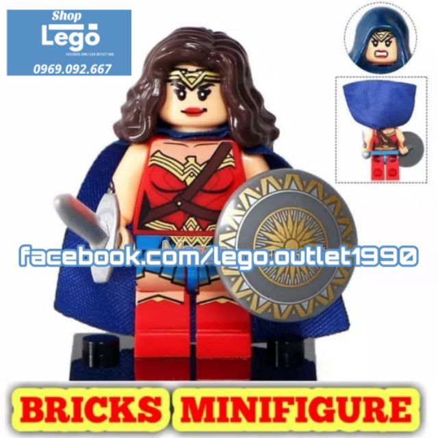 Xếp hình Justice League Wonder Woman - Superman - Cyborg - Flash - Aquaman - Batman Bizzaro Lego Minifigures Xinh X0167