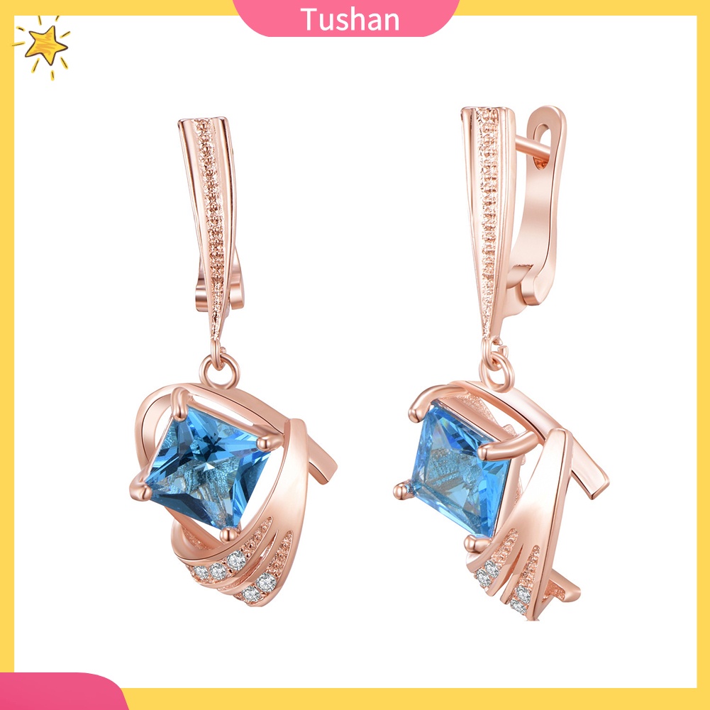 Hoa tai dáng vuông đính đá thời trang cho nữ