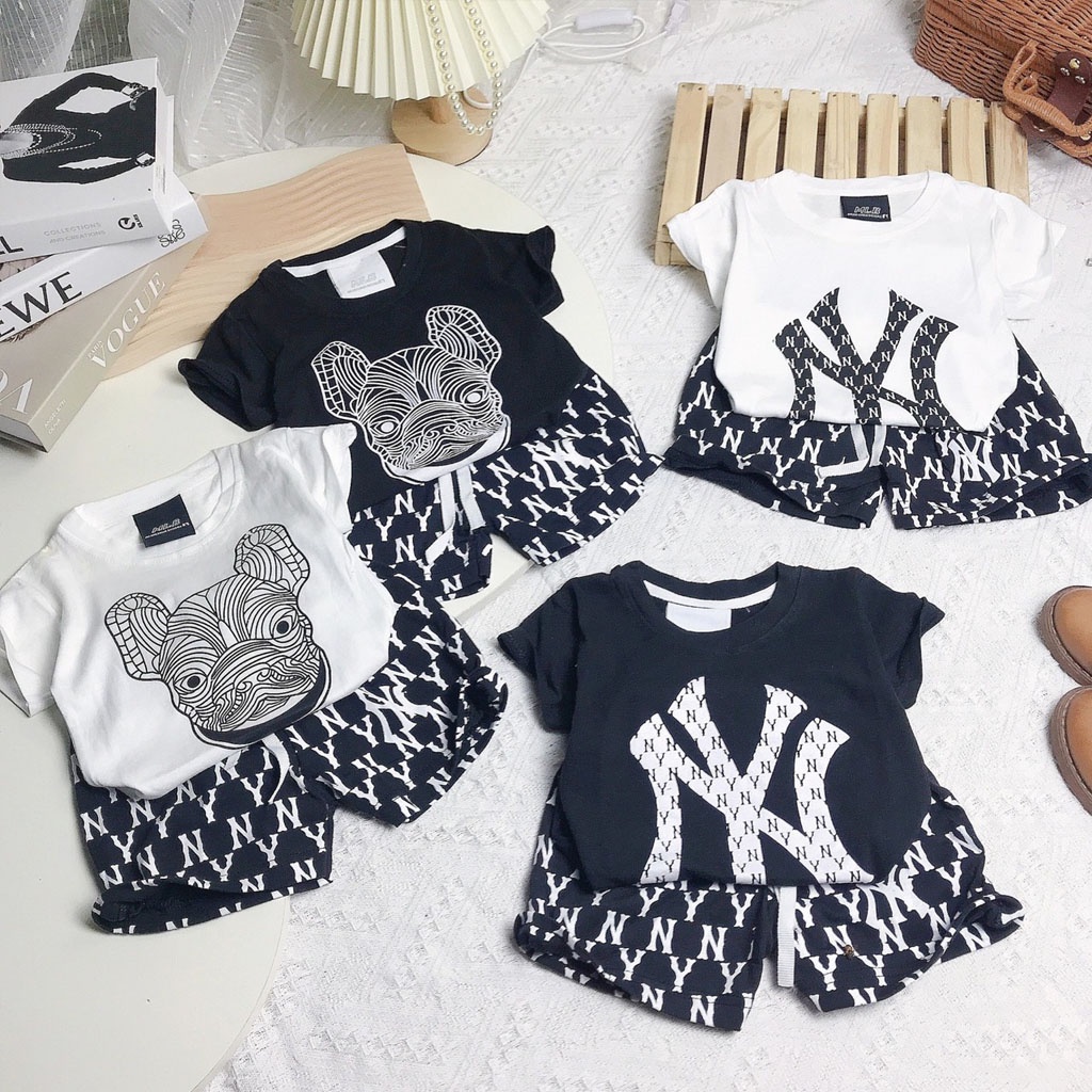 Bộ Cộc Tay Cho Bé Trai, Bộ Quần Áo Bé Trai In Chữ N Y Cho Bé Chất Cotton Cực Mát - LILA KIDS