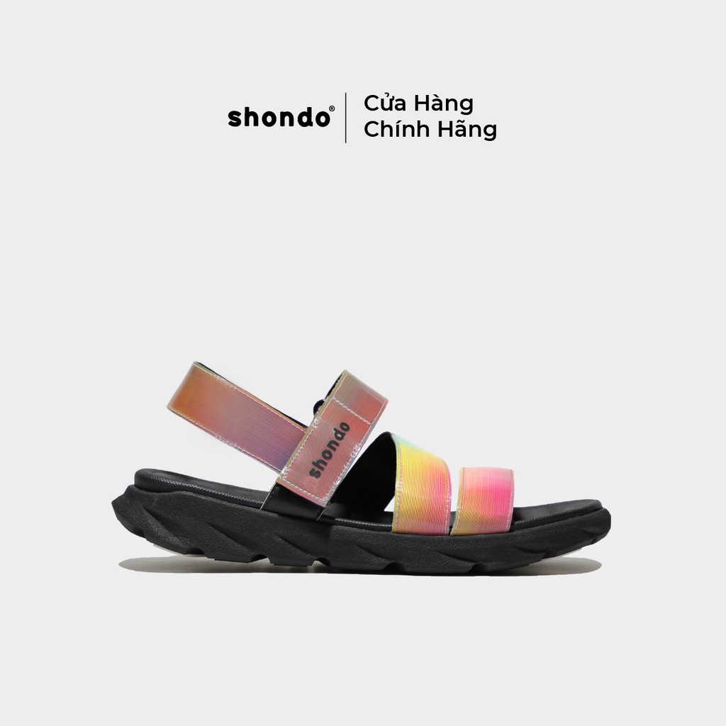 Giày Sandal Shondo F6 Sport Đế Đen Quai Phản Quang Cầu Vồng F6S1032