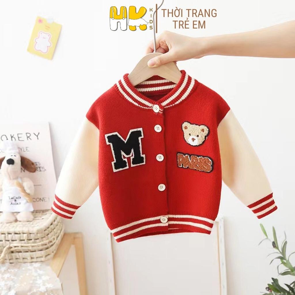 Áo khoác len cho bé HK KIDS, áo len cao cấp dài tay chất len mềm mịn đanh lì size cho bé từ 3 đến 8 tuổi