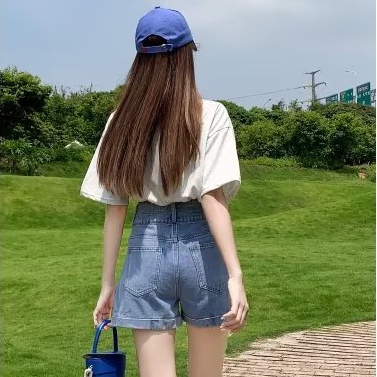 Quần Short Denim Lưng Cao Ống Rộng Thời Trang Mùa Hè Hàn Quốc Dành Cho Nữ