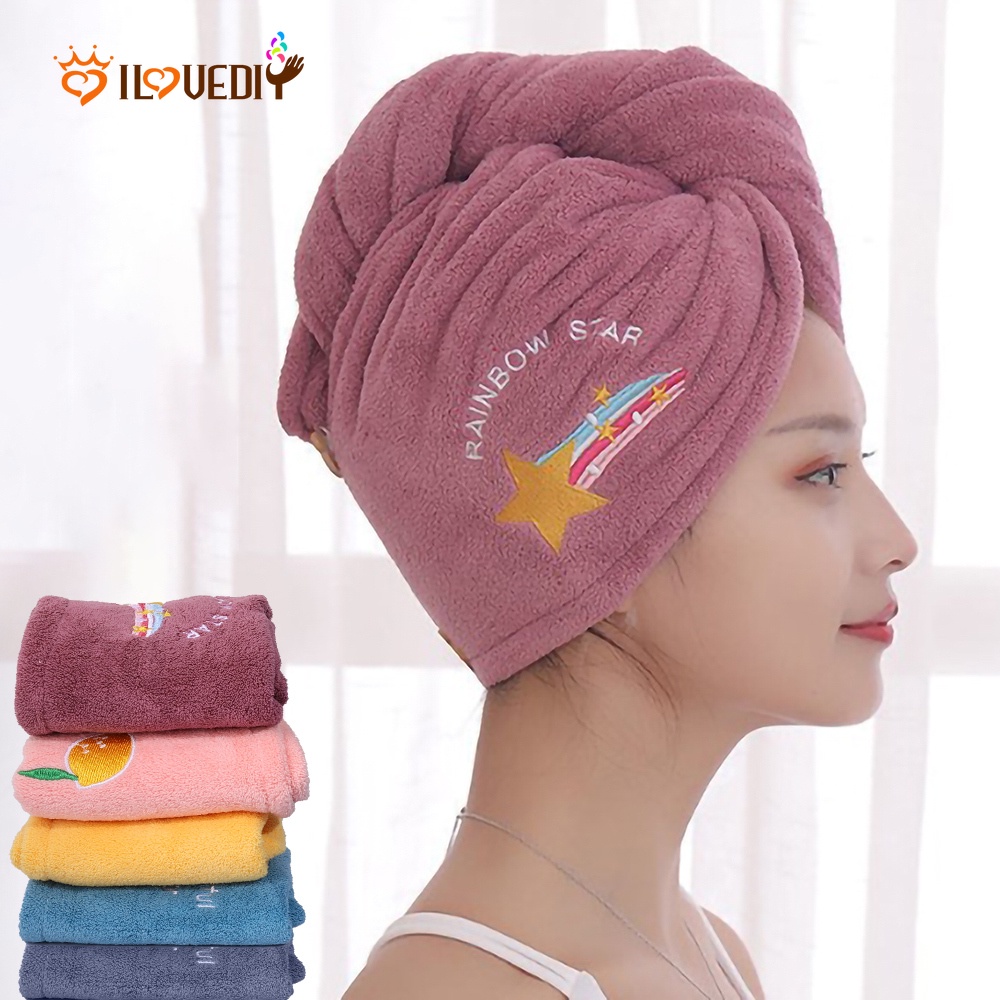 Mũ Tắm Sợi Nhỏ Mềm Nhanh Khô Thêu Họa Tiết Cho Nữ