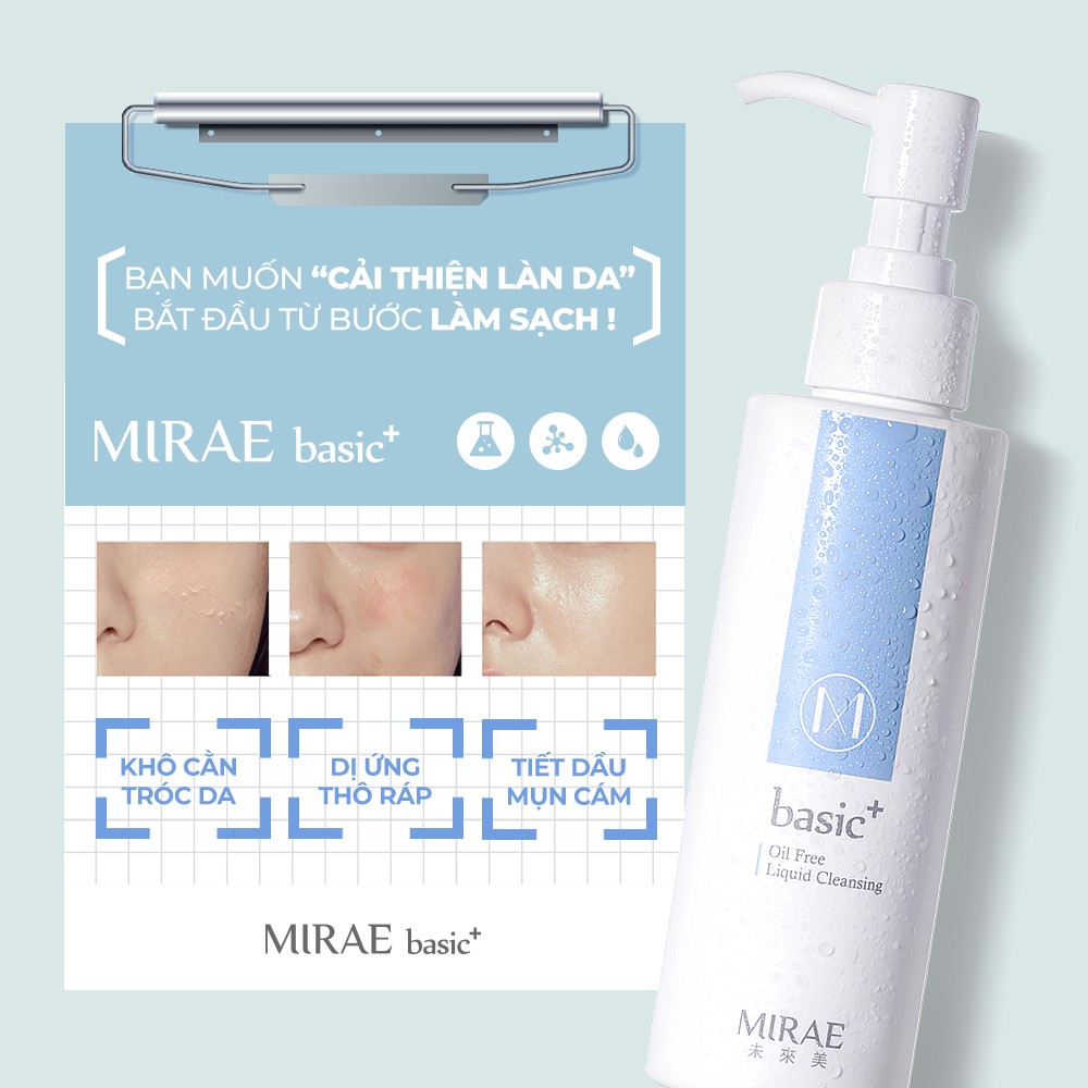 Combo Máy Rửa Mặt + Gel Tẩy Trang MIRAE 👍[BẢO HÀNH 1 NĂM] 👍 làm sạch lớp trang điểm làm sạch lỗ chân lông 150ml/chai