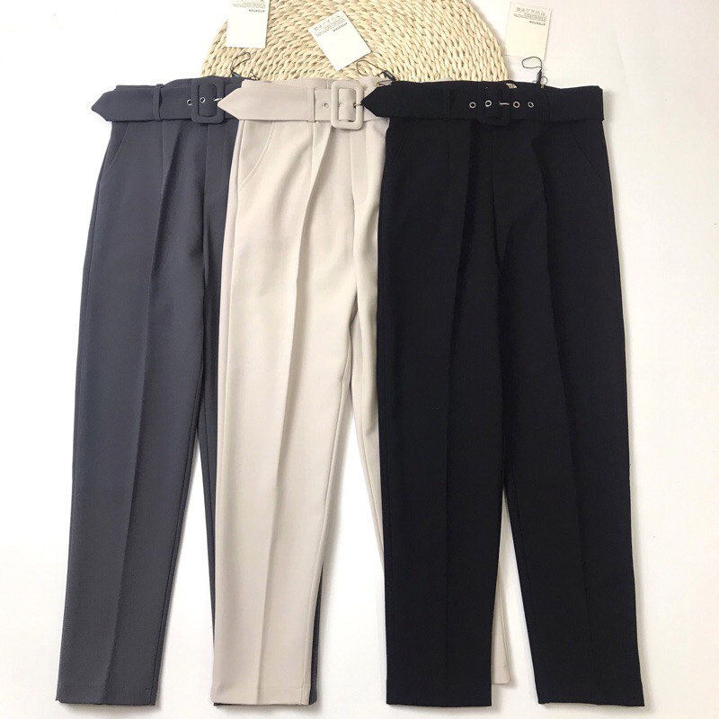 Quần baggy kèm đai vải Hàn Quốc