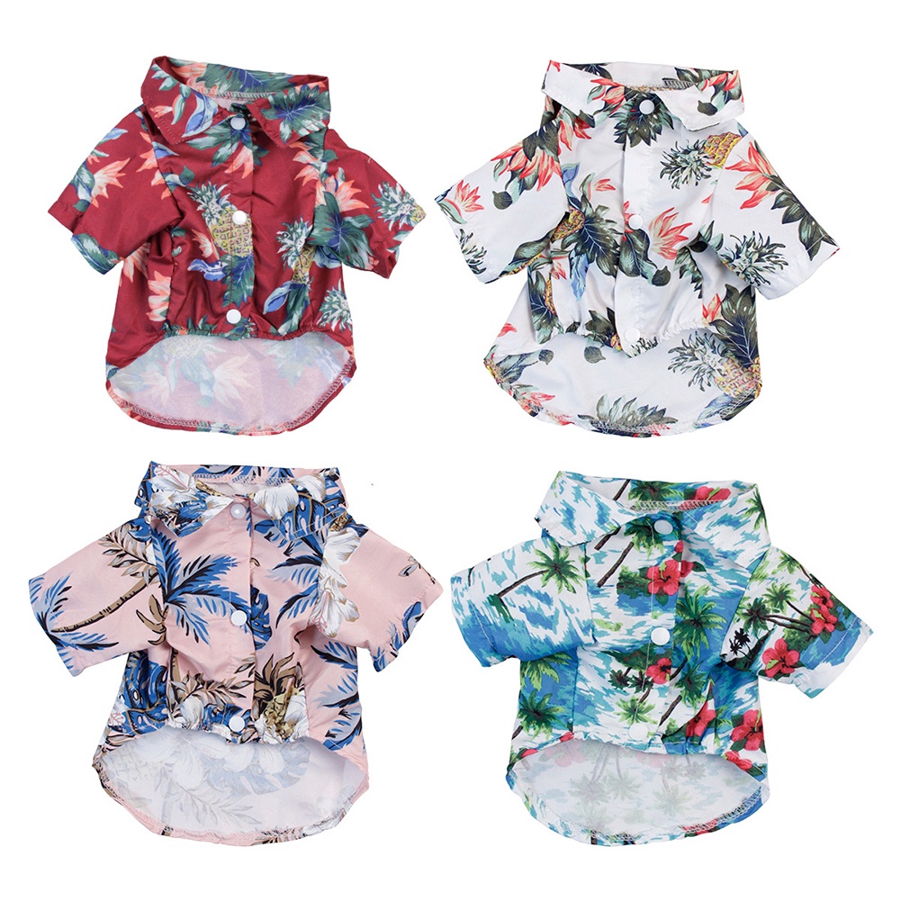 Áo sơ mi in họa tiết cây dừa/ quả dứa phong cách Hawaii dành cho thú cưng