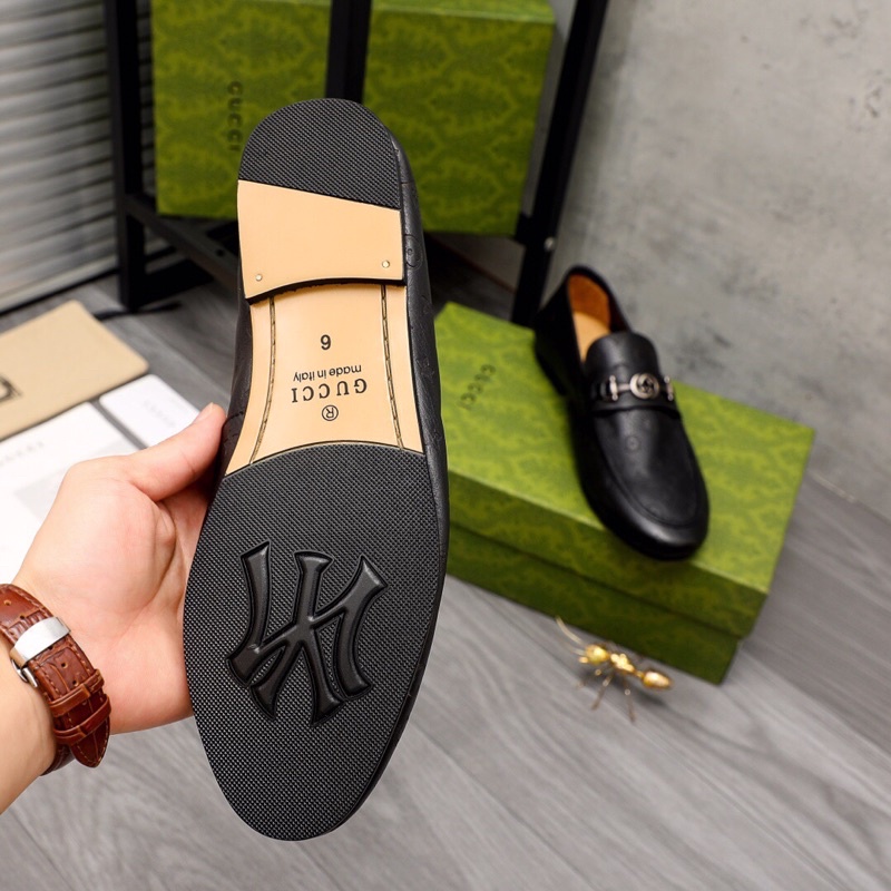 Giày tây lười mũi bo tròn da nhập khẩu cao cấp Gucci GC giày công sở nam
