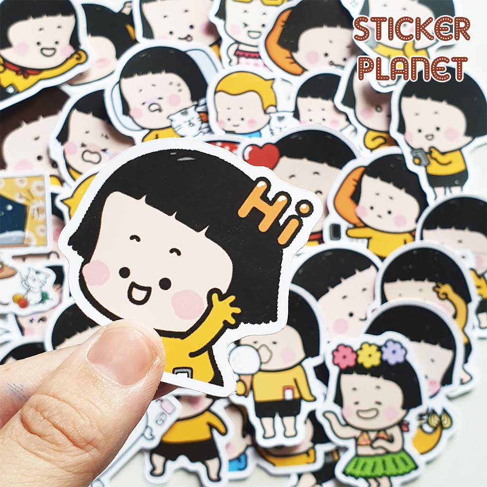 Sticker hình dán Mobile girl MIM và YAM dễ thương, pastel trang trí mũ bảo hiểm, dán Laptop, journal, sổ tay, note book