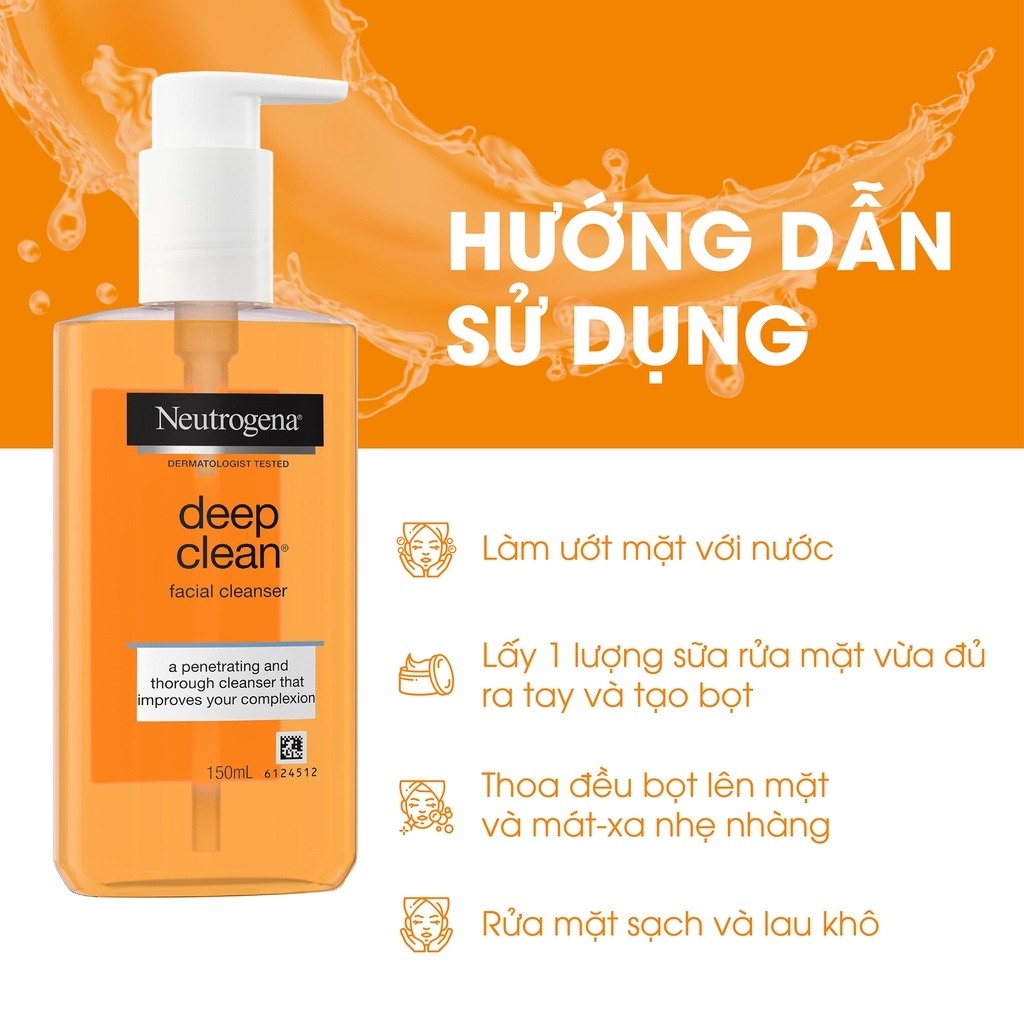 Sữa Rửa Mặt Neutrogena Làm Sạch Sâu Dạng Gel Facial Cleanser Deep Clean 150ml Hasaki Sản phẩm chính hãng | BigBuy360 - bigbuy360.vn