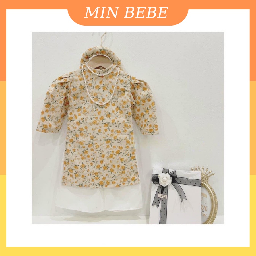 Áo dài hoa nhí cho bé mặc tết áo dài cách tân từ 6kg-20kg