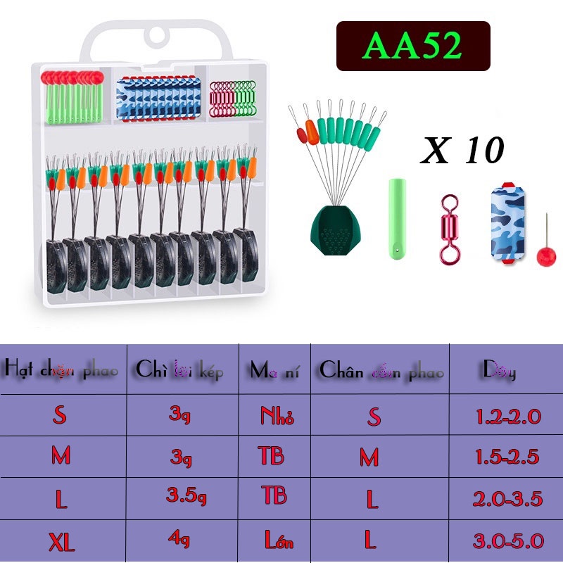 Hộp phụ kiện câu đài cao cấp, buộc trục câu đài, hộp 10 bộ buộc trục câu đài