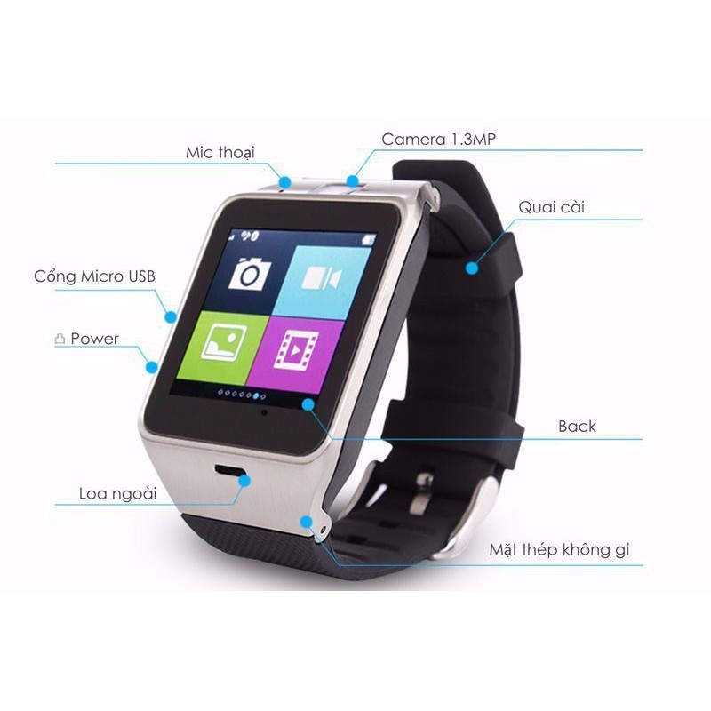 Đồng hồ thông minh Smart Watch Uwatch DZ09 hổ trợ thẻ nhớ thẻ sim