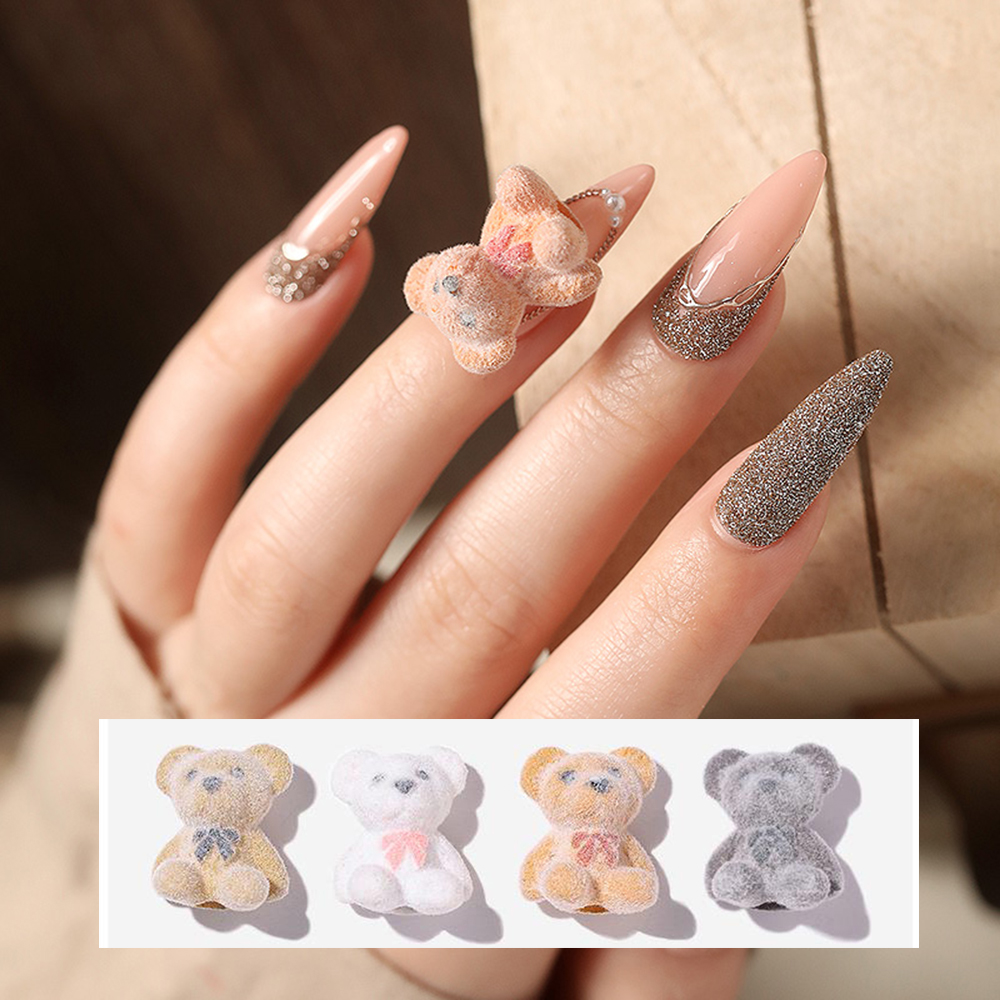 Gấu Lông Nhung Phụ Kiện Trang Trí Móng Tay 3d Thời Trang
