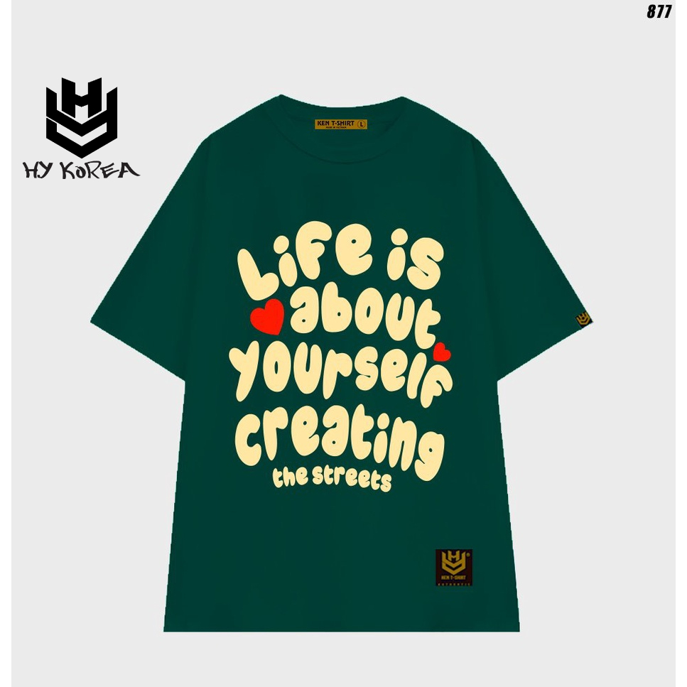 Áo thun tay lỡ form rộng unisex Life is about 877 HY KOREA