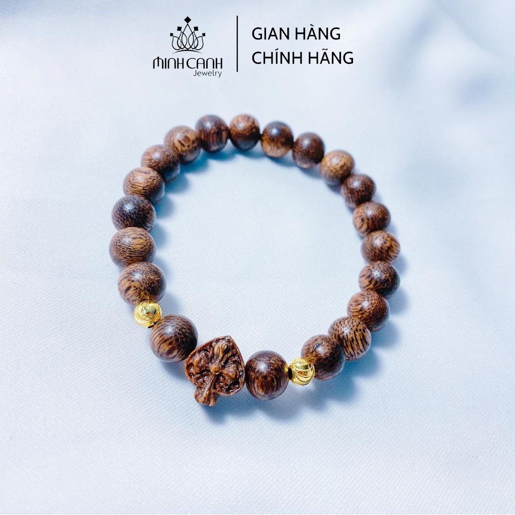 Vòng Tay Trầm Hương Mix Bi Bạc Xi Vàng Charm Bông Sen Và Lá Bồ Đề - Minh Canh Jewelry