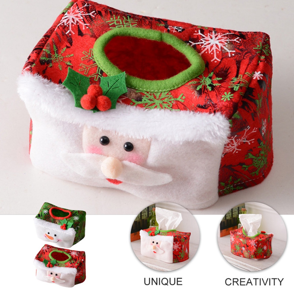 Hộp Đựng Khăn Giấy Bằng Vải Chống Mòn In Họa Tiết Ông Già Noel Giáng Sinh Trang Trí Nhà Cửa