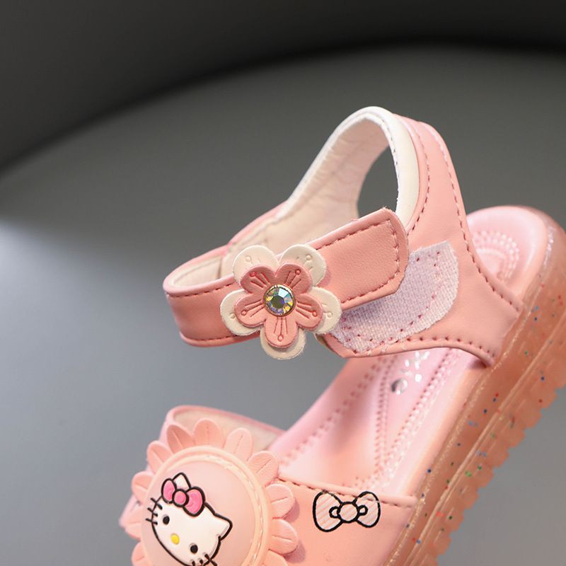 Dép Bé Gái Họa Tiết Mèo Helo Kitty,Sandal Quai Hậu Da Mềm Cho Bé Gái sz 21-30