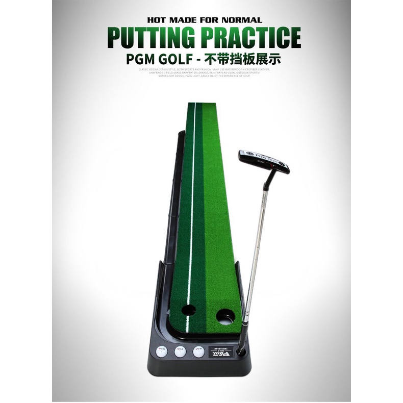 Thảm Tập Golf Putting cao cấp PGM ( có máng trả bóng ngược về vị trí đứng ) - Tặng kèm 5 bóng golf PGM