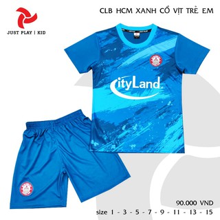 Quần áo bóng đá, đồ đá banh trẻ em CLB TP Hồ Chí Minh Xanh Vải thun lạnh cao cấp