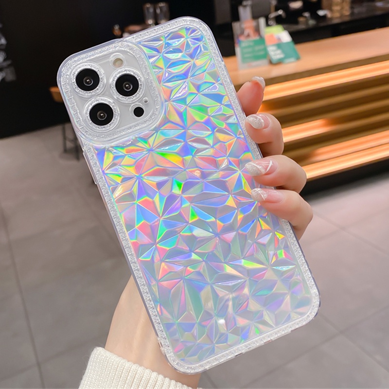 Ốp Điện Thoại Silicon Mềm Trong Suốt Họa Tiết Kim Cương 3D Cho iPhone 14 Pro Max 13 Pro Max 12 MiNi 11 X XS XR 7 8 Plus 6S