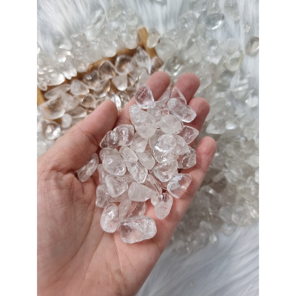 Vụn đá thach anh Trắng (Clear Quartz) làm Grid, thanh tẩy trong Tarot, Reiki, thiền định, phong thủy